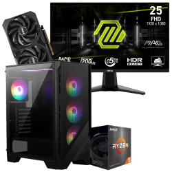 Setup Gamer Special Pc de Bureau Gaming / Ryzen 7 5700G / RTX 5060 8G / 32 Go Avec Écran Gaming MSI 24.5" Full HD IPS / 200 Hz