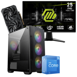 Setup Gamer Special Pc de Bureau Gaming / i5-12400F  / RTX 5060 8G / 16 Go Avec Écran Gaming MSI 24.5" Full HD IPS / 200 Hz