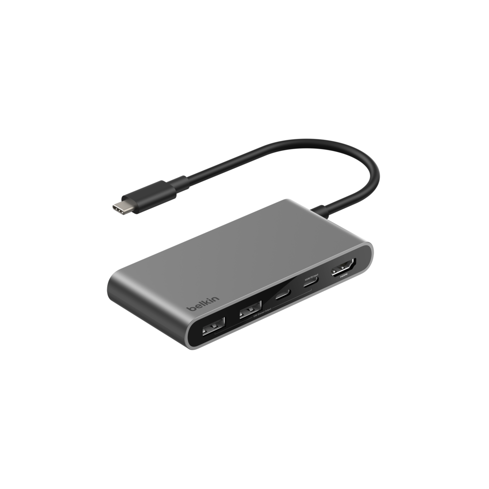 Hub BELKIN USB-C à 5 ports avec deux ports USB-C/ Gris