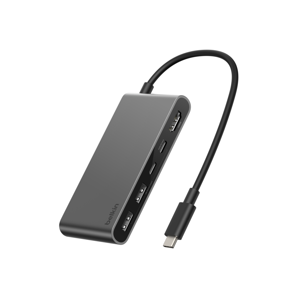 Hub BELKIN USB-C à 5 ports avec deux ports USB-C/ Gris