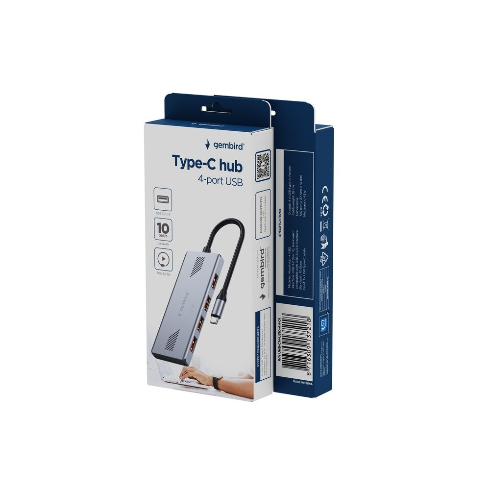 Hub USB 3.2 GEMBIRD (Gen 2) Type-C à 4 ports