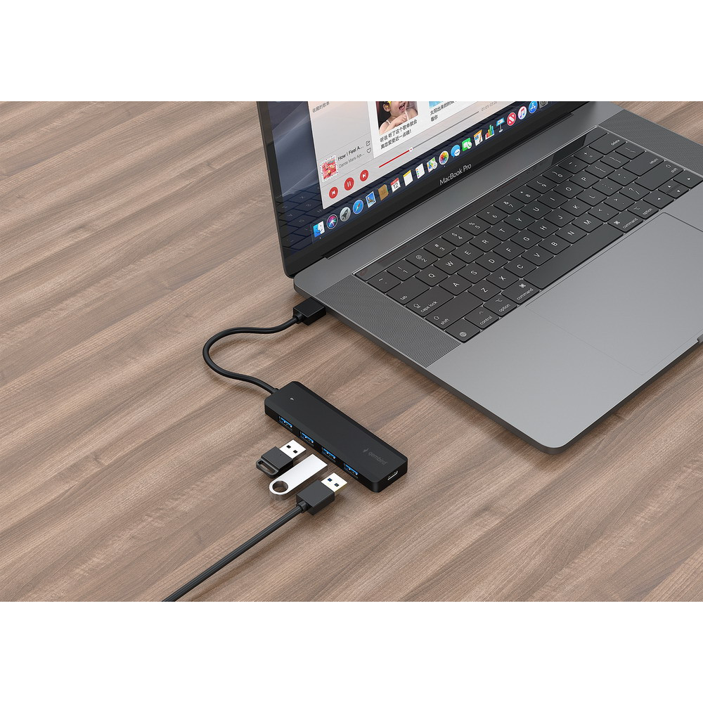 Hub USB Gembird  3.2 Gen 1 / 4 ports / Noir