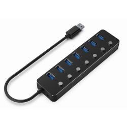 Hub USB GEMBIRD 3.2 Gen 1 / 7 ports avec interrupteurs / Noir