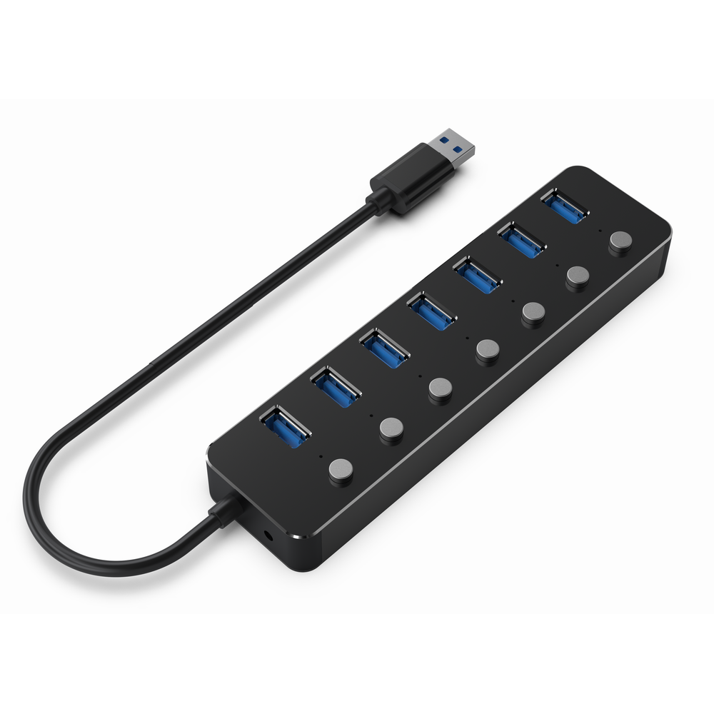 Hub USB GEMBIRD 3.2 Gen 1 / 7 ports avec interrupteurs / Noir