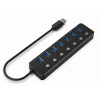 Hub USB GEMBIRD 3.2 Gen 1 / 7 ports avec interrupteurs / Noir