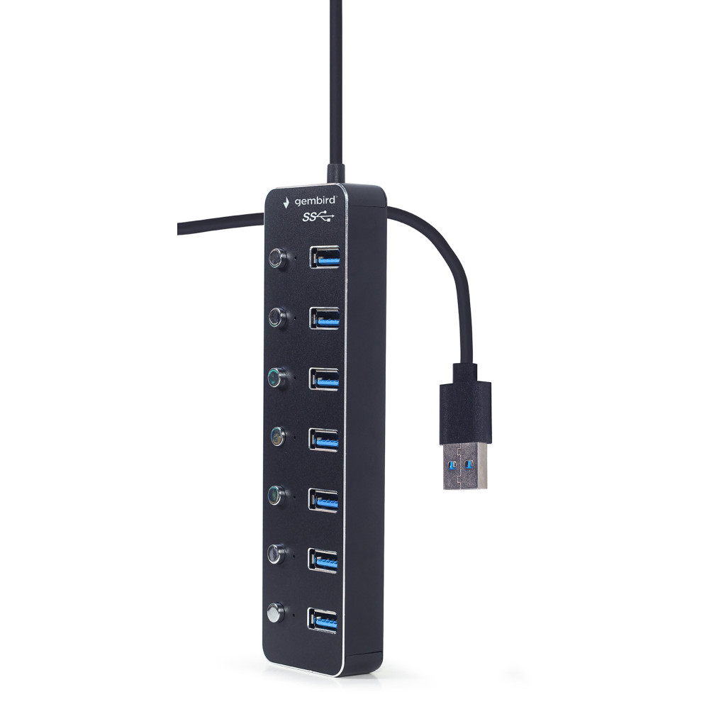 Hub USB GEMBIRD 3.2 Gen 1 / 7 ports avec interrupteurs / Noir