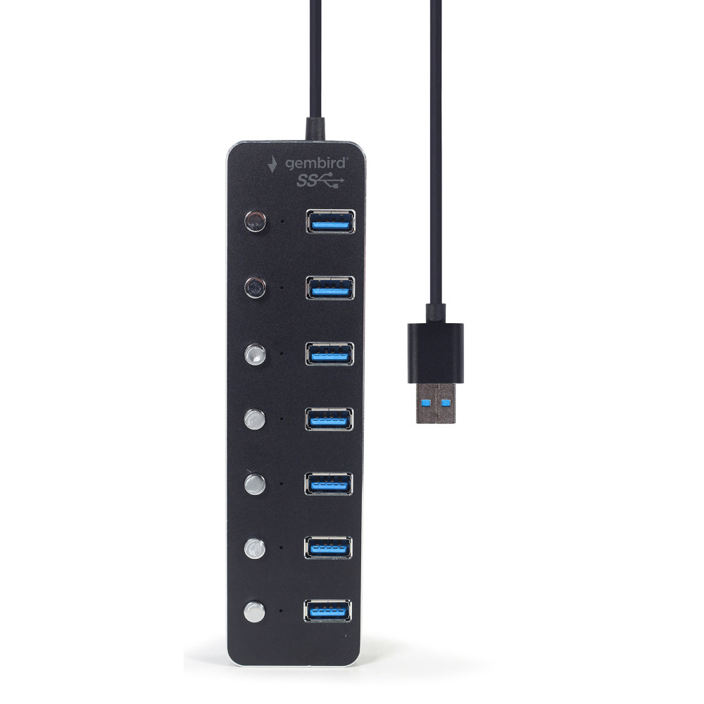 Hub USB GEMBIRD 3.2 Gen 1 / 7 ports avec interrupteurs / Noir