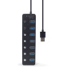 Hub USB GEMBIRD 3.2 Gen 1 / 7 ports avec interrupteurs / Noir