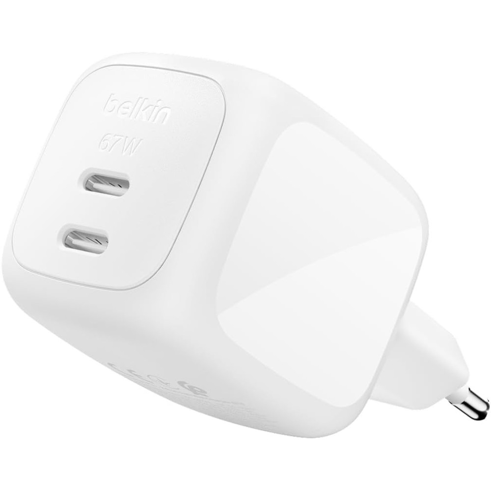Chargeur mural Belkin 67 W double USB GAN avec PPS / Blanc