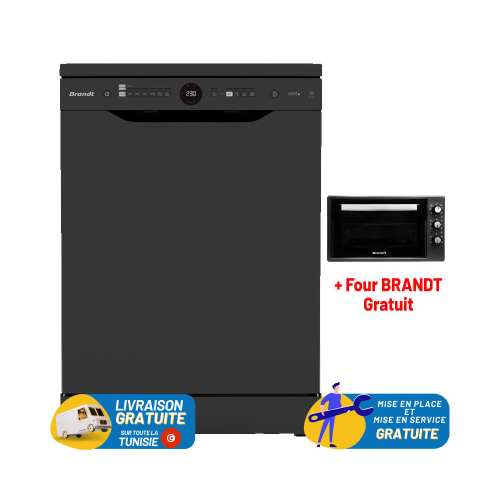 Lave Vaisselle BRANDT 14 couverts / Black avec afficheur