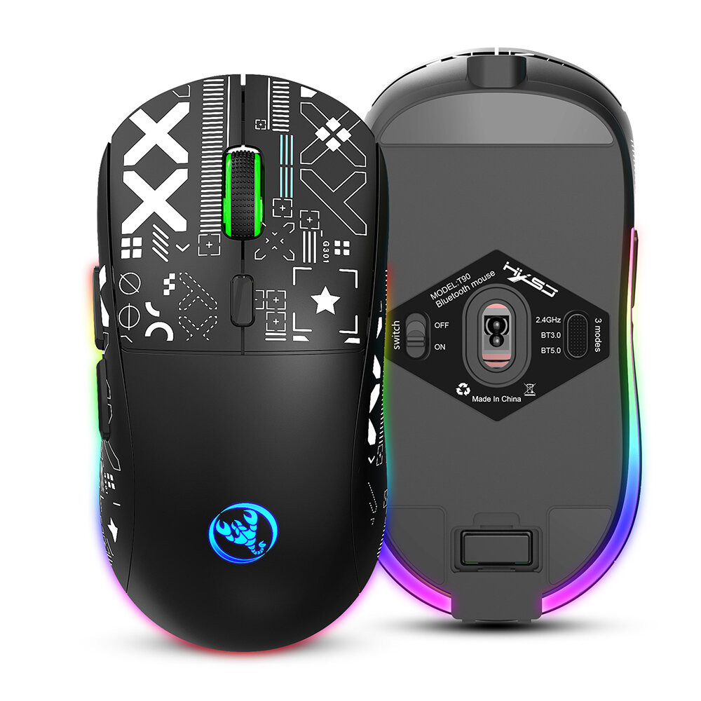 Souris Sans fil Gamer HXSJ T90 RGB / Noir