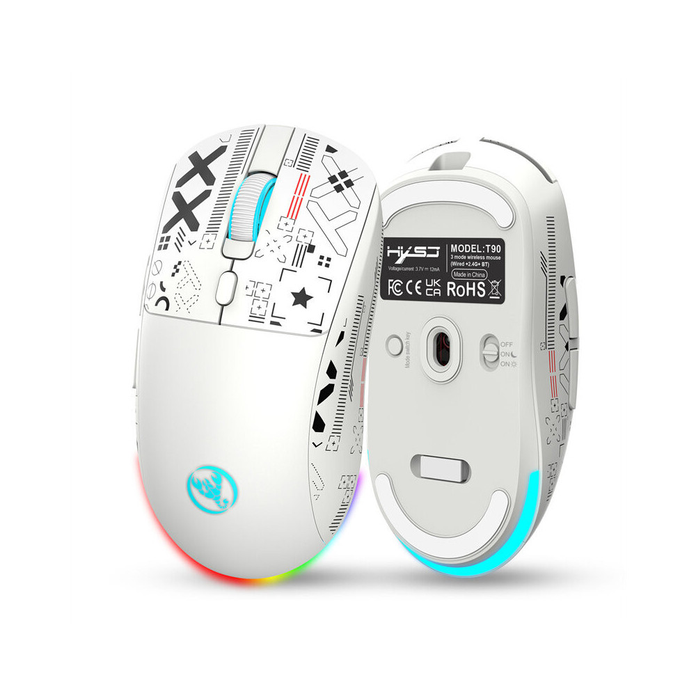 Souris Sans fil Gamer HXSJ T90 RGB / Blanc