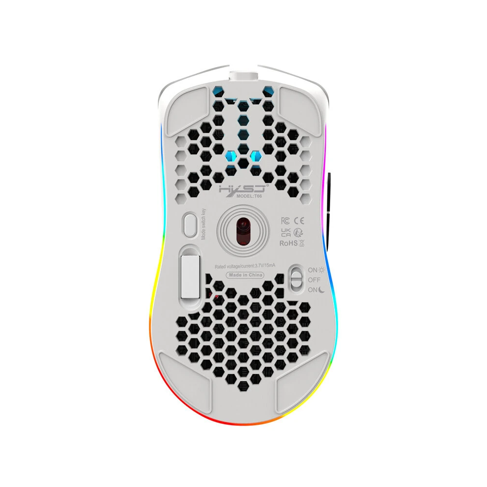 Souris Sans fil Gamer HXSJ T66 RGB / Blanc