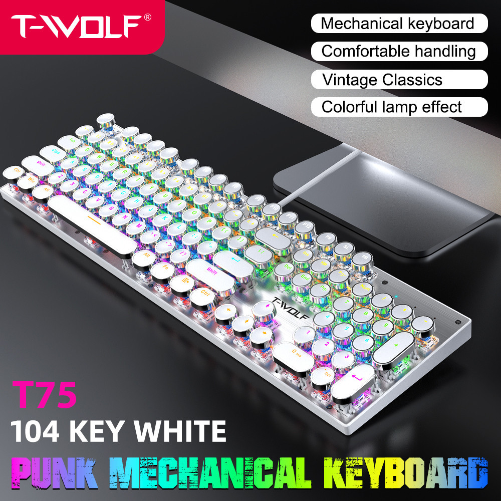 Clavier Mecanique Filaire T-Wolf T75 / Blanc
