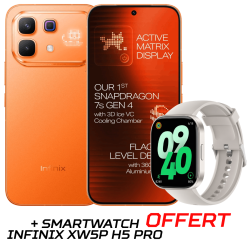 Smartphone Infinix Note 60 Pro 5G / 24 Go / 256 Go / Orange + SMARTWATCH INFINIX XW5P H5 Pro Offert