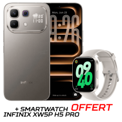 Smartphone Infinix Note 60 Pro 5G / 24 Go / 256 Go / Titanium + SMARTWATCH INFINIX XW5P H5 Pro Offert