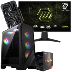 Setup Gamer Special Pc de Bureau Gaming / Ryzen 5 5500 / RTX 5060 8G / 16 Go Avec Écran Gaming MSI 24.5" Full HD IPS / 240 Hz