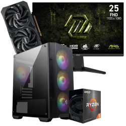 Setup Gamer Special Pc de Bureau Gaming / Ryzen 5 5500 / RTX 5060 8G / 16 Go Avec Écran Gaming MSI 24.5" Full HD IPS / 240 Hz