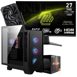 Setup Gamer Special Pc de Bureau Gaming / Ryzen 7 5800X / RTX 5060 8G / 64 Go Avec Écran Gaming Curved MSI 27" Full HD / 280 Hz