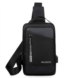 Sac à Dos Monobretelle Anti-Vol Compact + port USB / Noir