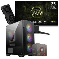 Setup Gamer Special Pc de Bureau Gaming / Ryzen 5 8400F / RX 9060 8G / 32 Go Avec Écran Gaming MSI 24.5" Full HD Rapid IPS / 240 Hz