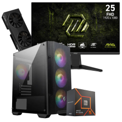 Setup Gamer Special Pc de Bureau Gaming / Ryzen 5 7600 / RX 9060 8G / 32 Go Avec Écran Gaming MSI 24.5" Full HD Rapid IPS / 240 Hz