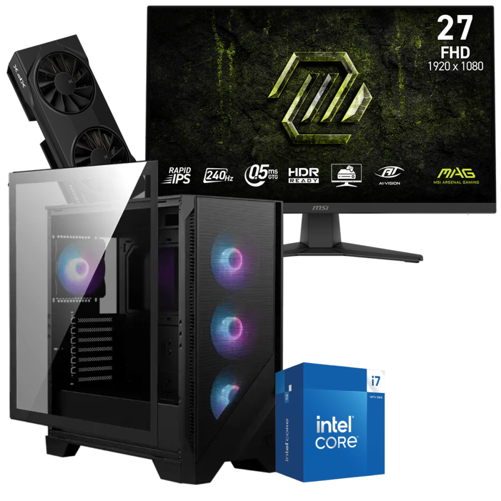 Setup Gamer Special Pc de Bureau Gaming / i7-14700F / RX 9060 8G / 64 Go Avec Écran Gaming MSI 27" Full HD IPS / 240 Hz