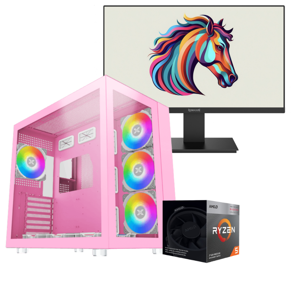 Setup Gamer Special Pc de Bureau Gaming / Ryzen 5 3400G / Vega / 8 Go Avec Écran Gaming REDRAGON 21.5" Full HD VA / 120 Hz