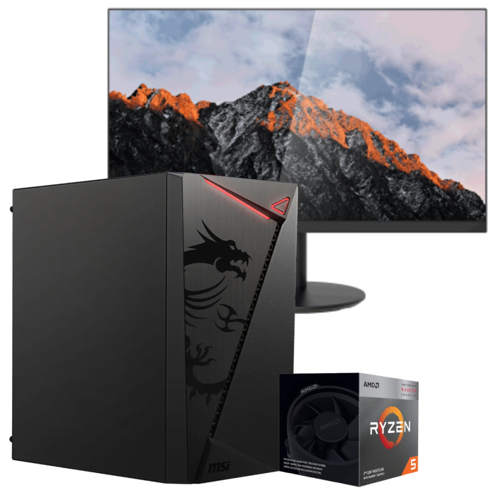 Setup Gamer Special Pc de Bureau Gaming / Ryzen 5 3400G / Vega 11 / 8 Go Avec Écran DAHUA 24" Full HD VA / 100 Hz