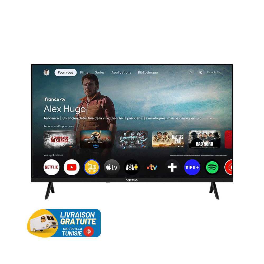TV VEGA 75" QLED UHD 4K SMART GOOGLE TV / avec Récepteur intégré