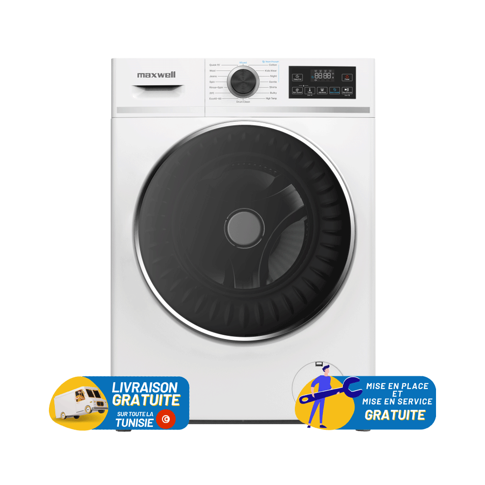 Lave Linge MAXWELL 12Kg INVERTER / MAX-WMFL1214WNN-IV / Blanc