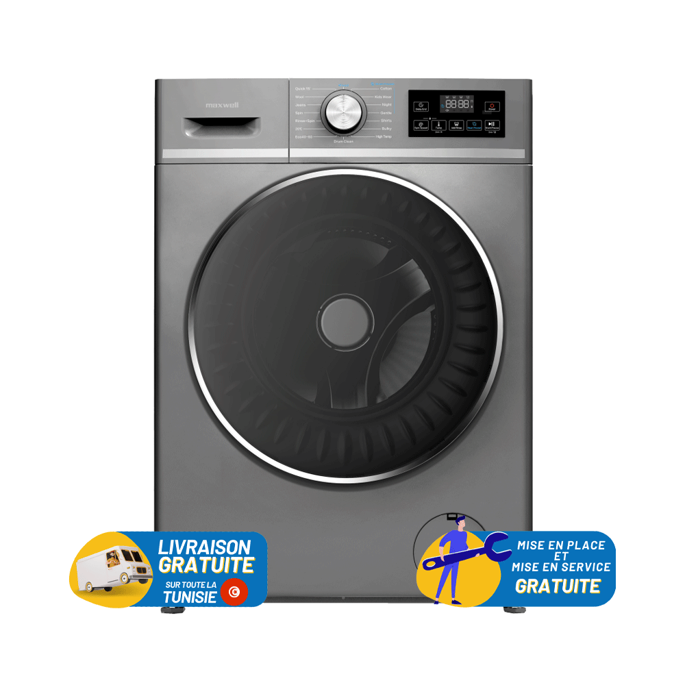 Lave Linge MAXWELL 12Kg INVERTER / MAX-WMFL1214DSNC-IV / Dark Silver