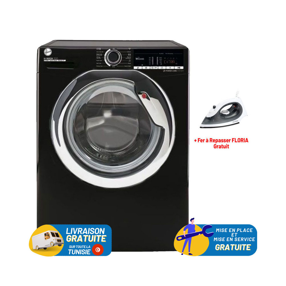 Lave linge Hoover H-WASH 300 LITE 10.5 KG Smart / 1400 trs / Noir