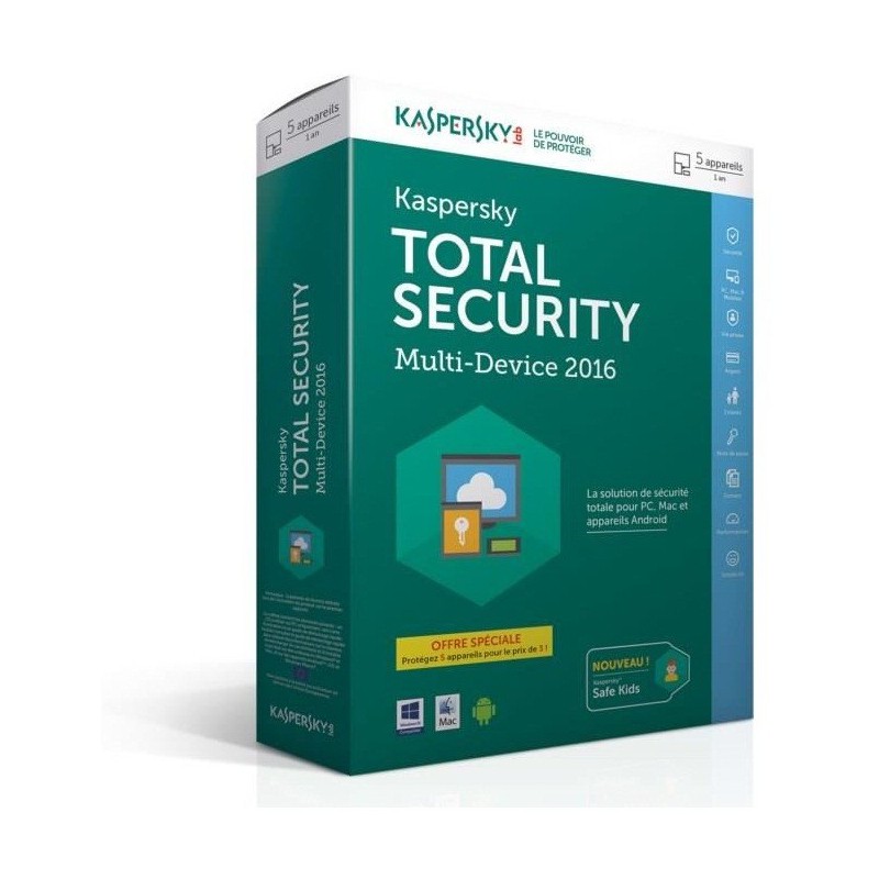 Kaspersky Total Security  Multi-Device 2016 - 1 an / 5 Pcs