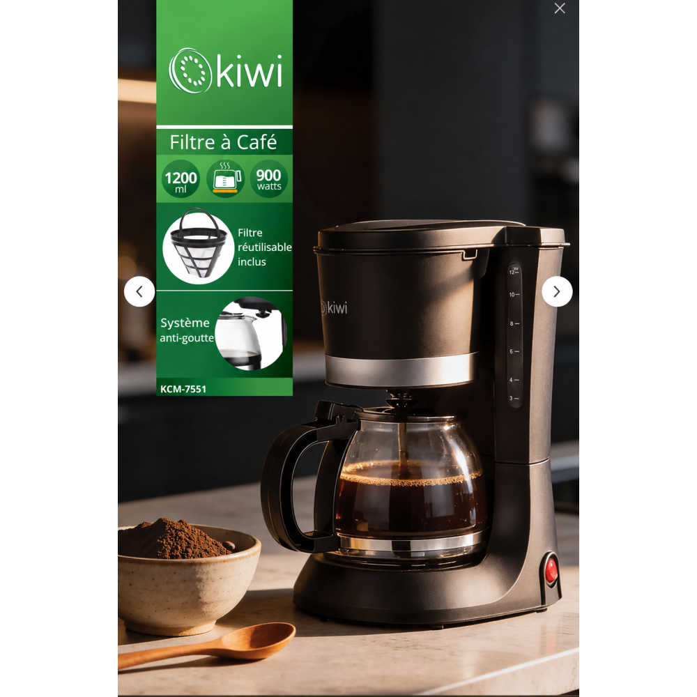CAFETIERE KIWI 1.2L 900W