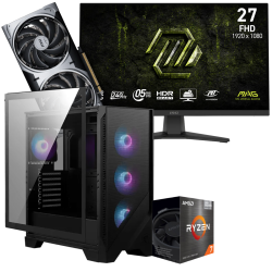Setup Gamer Special Pc de Bureau Gaming / Ryzen 7 5800X / RTX 5070 12G / 32 Go Avec Écran Gaming MSI 27" Full HD IPS / 240 Hz / Noir