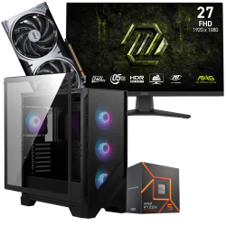 Setup Gamer Special Pc de Bureau Gaming / Ryzen 5 7500F / RTX 5070 12G / 32 Go DDR5 Avec Écran Gaming MSI 27" Full HD IPS / 240 Hz / Noir