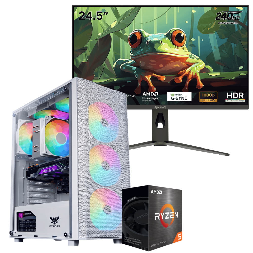 Setup Gamer Special Pc de Bureau Gaming / Ryzen 5 5600GT / Vega 7 / 16 Go Avec Écran Gaming Redragon 24.5" Full HD IPS / 240 Hz