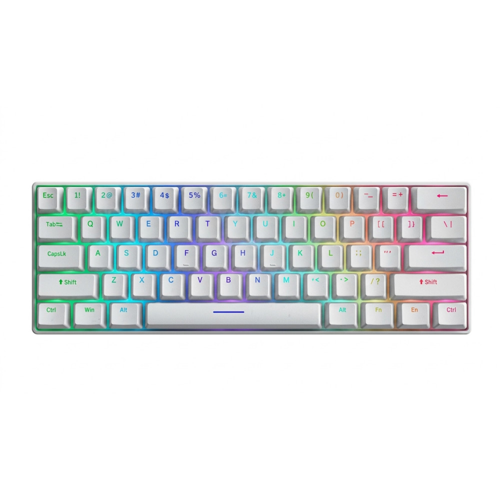 Clavier Gaming  Mecanique Filaire H61K RGB Blue Switch / Blanc