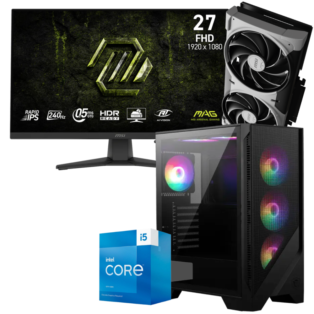 Setup Gamer Special Pc de Bureau Gaming / i5-13400F / RTX 5070 12G / 32 Go Avec Écran Gaming MSI 27" Full HD IPS / 240 Hz