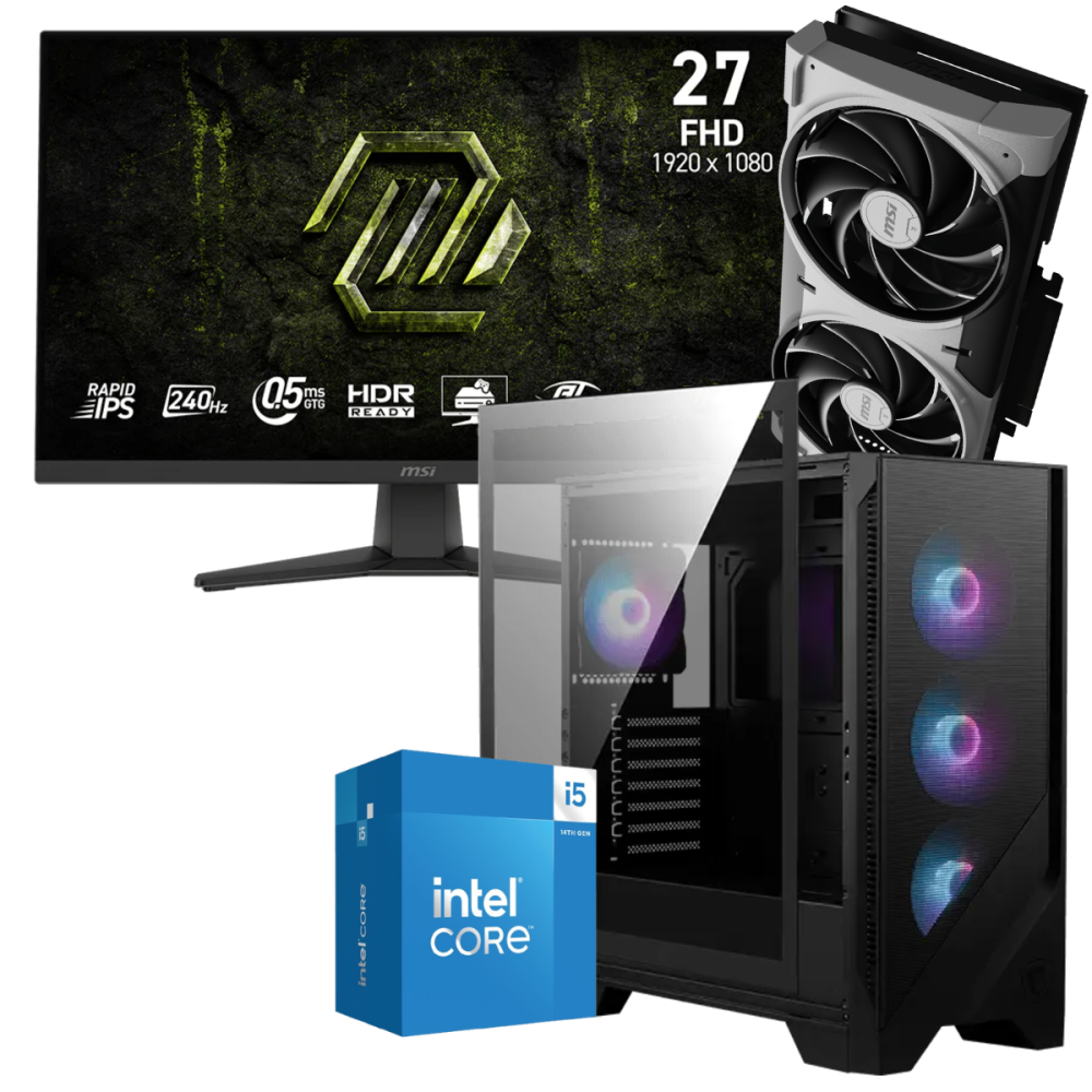 Setup Gamer Special Pc de Bureau Gaming / i5-14400F / RTX 5070 12G / 32 Go Avec Écran Gaming MSI 27" Full HD IPS / 240 Hz