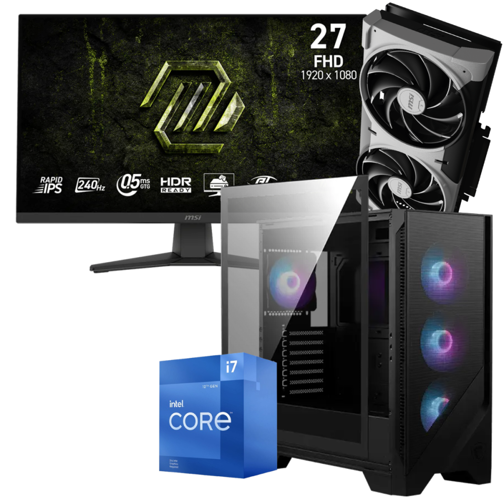 Setup Gamer Special Pc de Bureau Gaming / i7-12700F / RTX 5070 12G / 32 Go Avec Écran Gaming MSI 27" Full HD IPS / 240 Hz