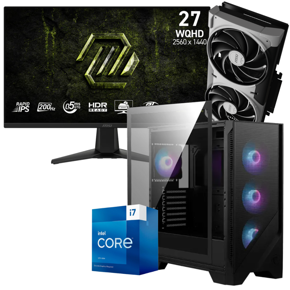 Setup Gamer Special Pc de Bureau Gaming / i7-13700F / RTX 5070 12G / 32 Go DDR5 Avec Écran Gaming MSI 27" WQHD IPS / 200 Hz / Noir