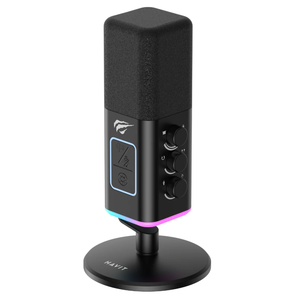 Microphone Gaming Hyper Cardioide Havit GK71 / RGB / Noir