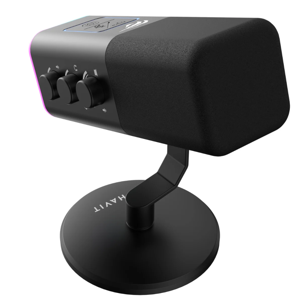 Microphone Gaming Hyper Cardioide Havit GK71 / RGB / Noir