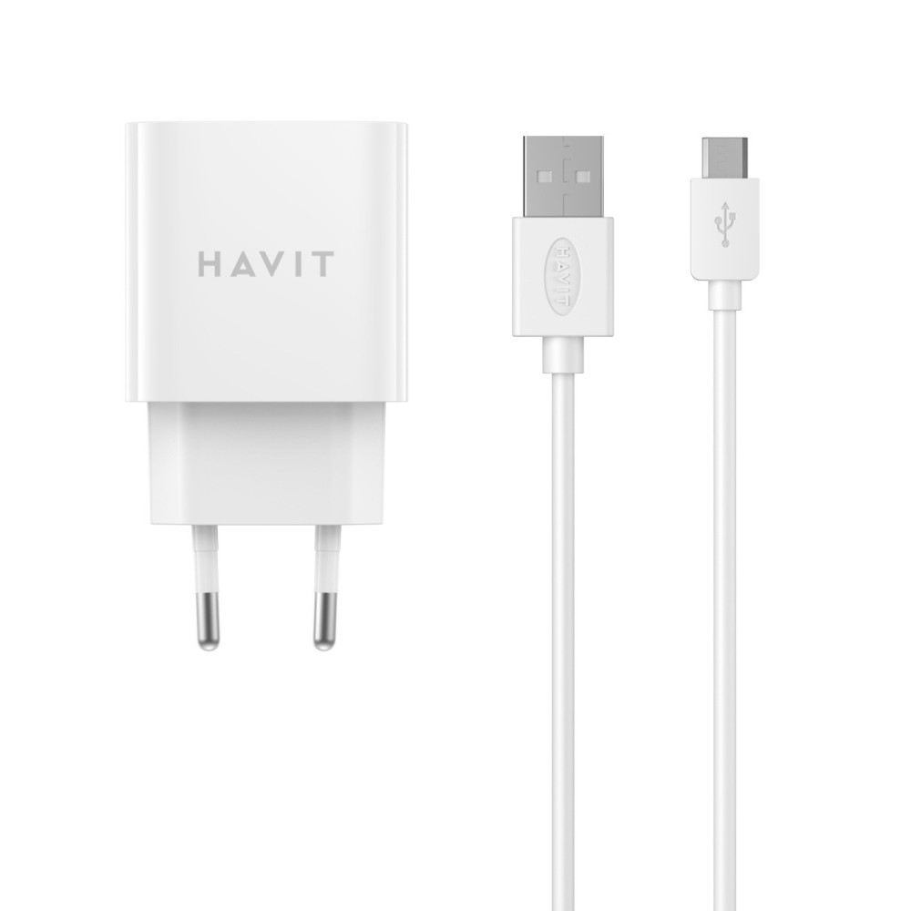 CHARGEUR SECTEUR 1 PORTS USB + MICRO CABLE HAVIT HV-ST111 / Blanc