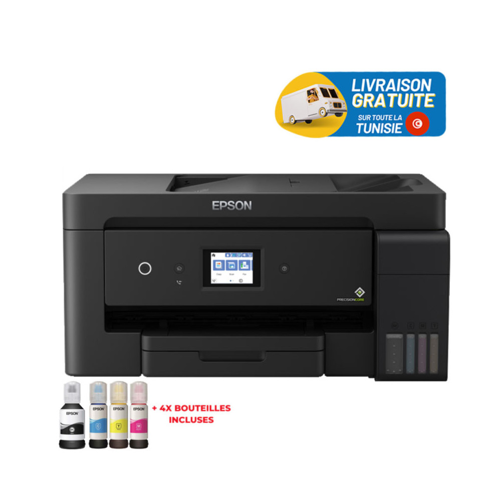 Imprimante à réservoir intégré Multifonctions 4 en 1 Epson EcoTank L14150 A3+ / Avec 1 kit complet de bouteilles d’encre Inclus