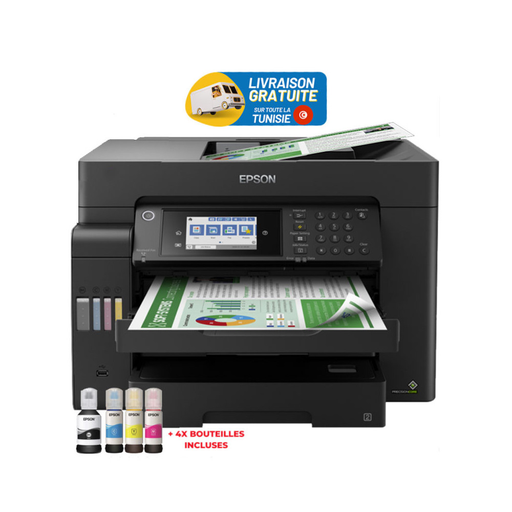 Imprimante à réservoir intégré Multifonctions 4 en 1 Epson EcoTank L15150 A3+ Avec 5 Bouteilles D'encre Incluses