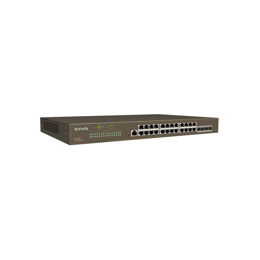 Switch De Bureau Tenda 28 Ports Avec 4 Emplacements Sfp / Marron