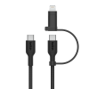 Câble BELKIN 2en-1 BoostCharge Pro avec Connecteurs USB-C et Lightning / Noir